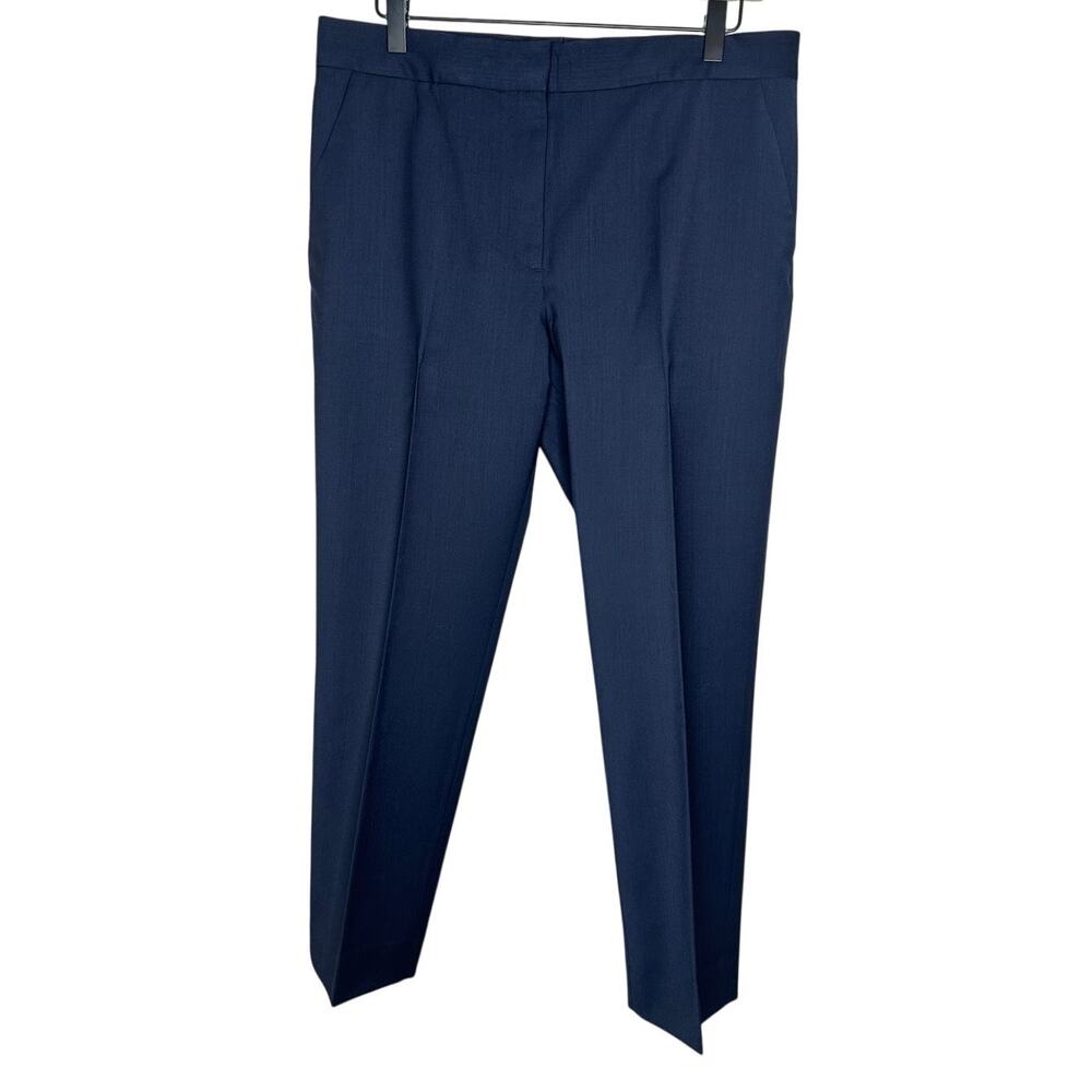 COS Dark Blue Wool Blend Straight Leg Pants Size 10 High Rise Minimalist Career